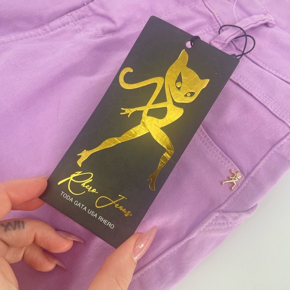 NWT Lavender RHERO Denim Romper With Gold Accents - Picture 2 of 16